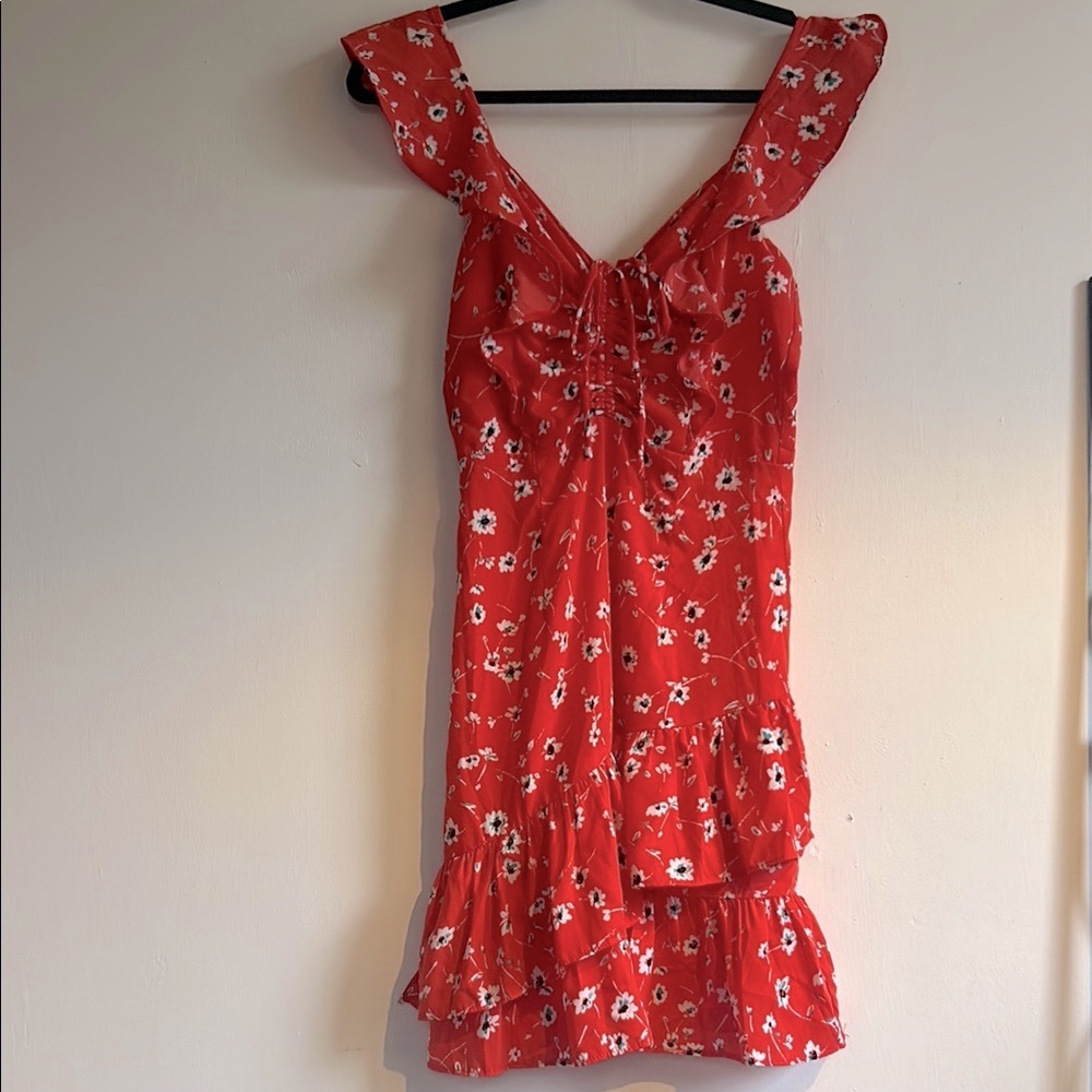 Lulu's Red Floral Midi Dress